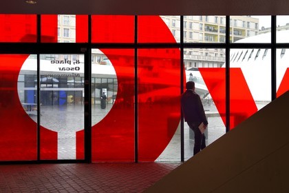 France, Seine-Maritime (76), Le Havre, Centre-ville reconstruit du Havre par Auguste Perret classé Patrimoine Mondial de l'UNESCO, le petit Volcan oeuvre de l'architecte Oscar Niemeyer, bibliothèque et médiathèque