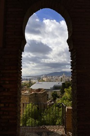 Spain, Andalusia, Malaga, the Alcazaba, Mudejar style door window