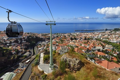 Portugal, Madeira Island, Funchal, the cable car that connects the historic district in the lower town to the tropical garden in the heights