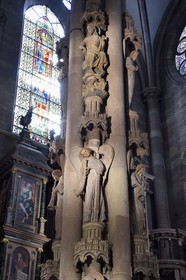 France, Bas Rhin, Strasbourg, old town listed as World Heritage by UNESCO, Notre Dame Cathedral, south transept, the pillar of Angels built around 1230
