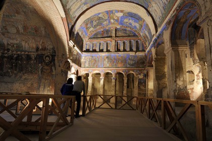Turquie, Anatolie Centrale, province de Nevsehir, Cappadoce classée Patrimoine Mondial de l'UNESCO, Göreme, le musée en plein air, église  à la Boucle troglodytique (Tokali Kilise)
