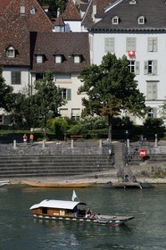 Switzerland, Canton Basel-Stadt, Basel, one of the little ferry boat used to cross the river Rhine
