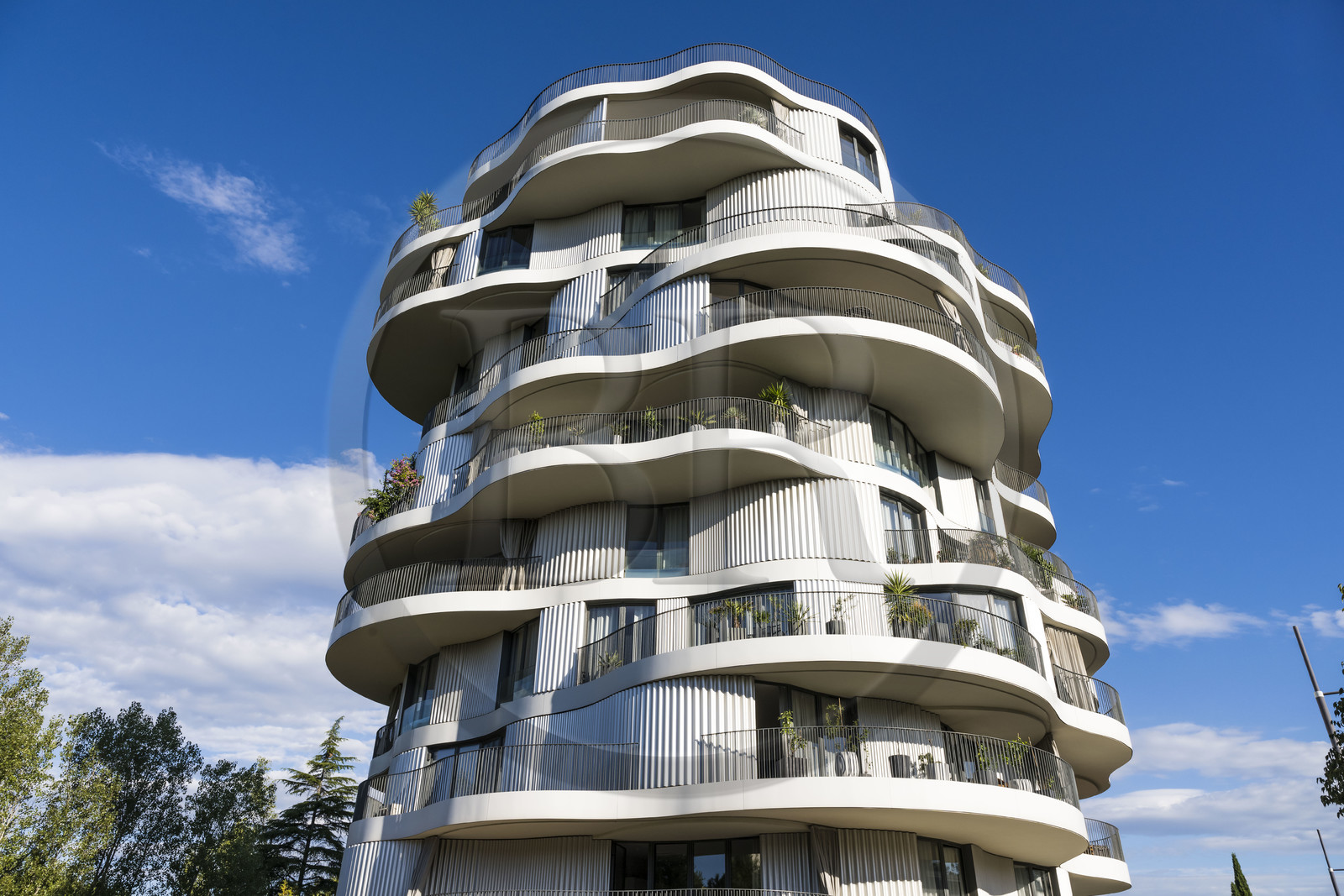 France, Hérault (34), Montpellier, immeuble de logements Folie Divine réalisé par l'architecte Farshid Moussavi (FMA)