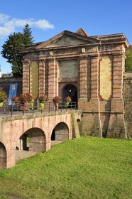 France, Haut-Rhin, Neuf Brisach, town fortified by Vauban, listed as World Heritage by UNESCO, the Porte de Colmar to the northwest