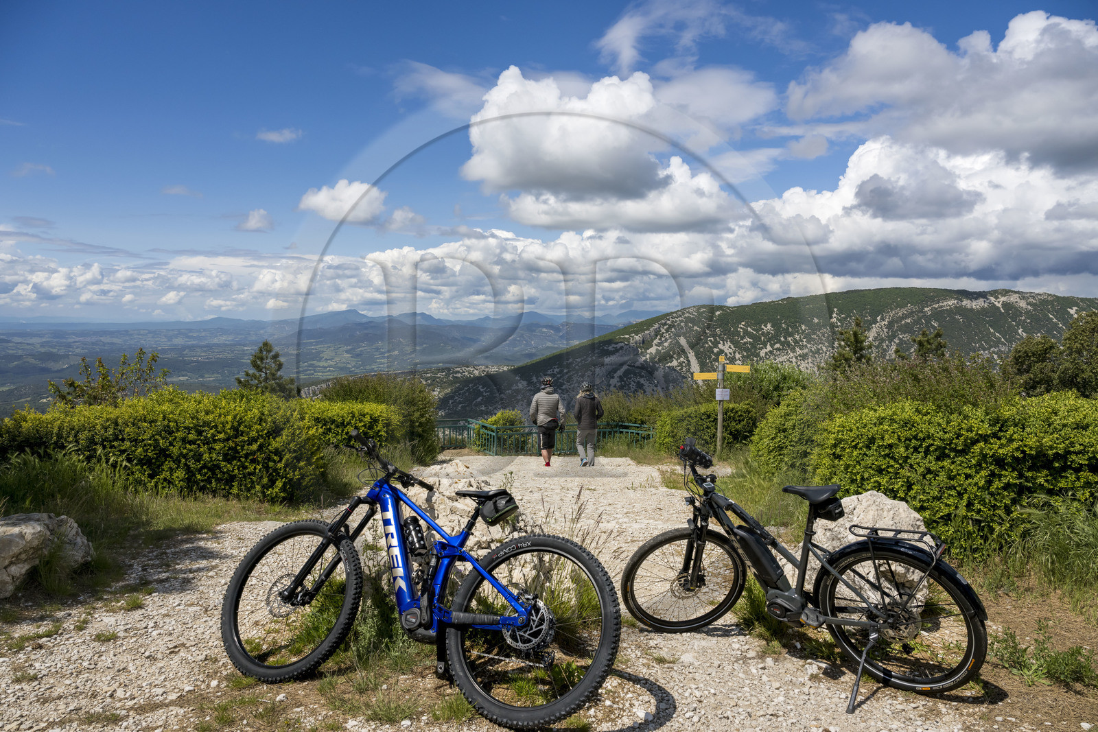 France, Vaucluse, Parc Naturel Regional du Mont Ventoux, Beaumont du Ventoux, D974 road on the northern slope of Mont Ventoux, stop at the belvedere for cyclists
