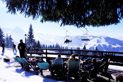 France, Haute Savoie, restaurant on Morzine ski resort