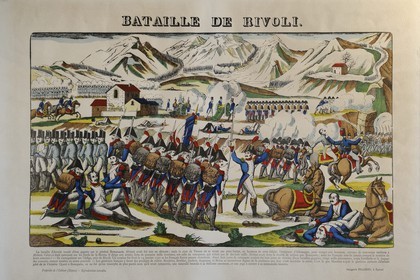 Italy, Verona province, the Battle of Rivoli was held on 14 and 15 January 1797 around Rivoli Veronese and saw the victory of the French forces led by Napoleon Bonaparte against the Austrian army, engraving of the Napoleonic Museum