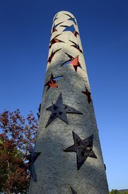 Luxembourg, Grevenmacher district, Moselle region, Schengen, European museum in the European Centre, each star represents a European country on this column