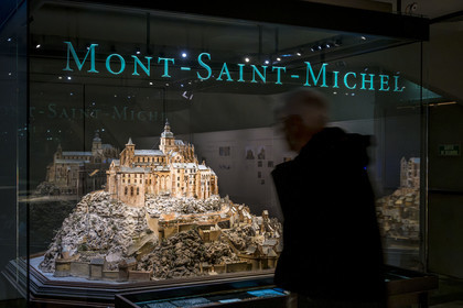 France, Paris, Hotel des Invalides, Army Museum, Musée des Plans-Reliefs (relief maps museum), the Mont Saint-Michel, model made by a monk of the abbey using playing cards before 1691, 1 144 scale model