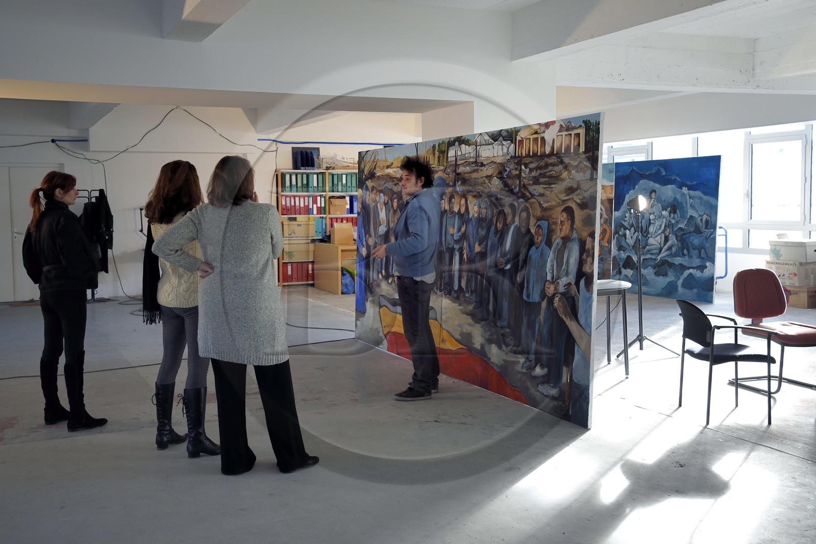 France, Val-de-Marne (94), Yvry-sur-Seine, Atelier de Fred Kleinberg, travail pour l'exposition Odyssée