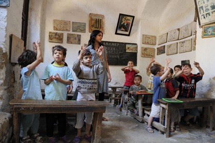 Maroc, Moyen Atlas, Fès, ville impériale, médina classée Patrimoine Mondial de l'UNESCO, Fès el Bali, quartier des Andalous, école primaire