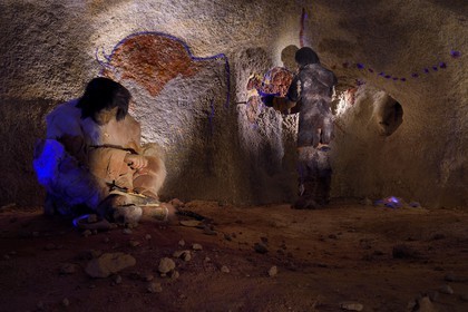 France, Dordogne, Perigord Noir, Vezere valley, Thonac, Le Thot, Cro Magnon space, prehistoric reconstruction