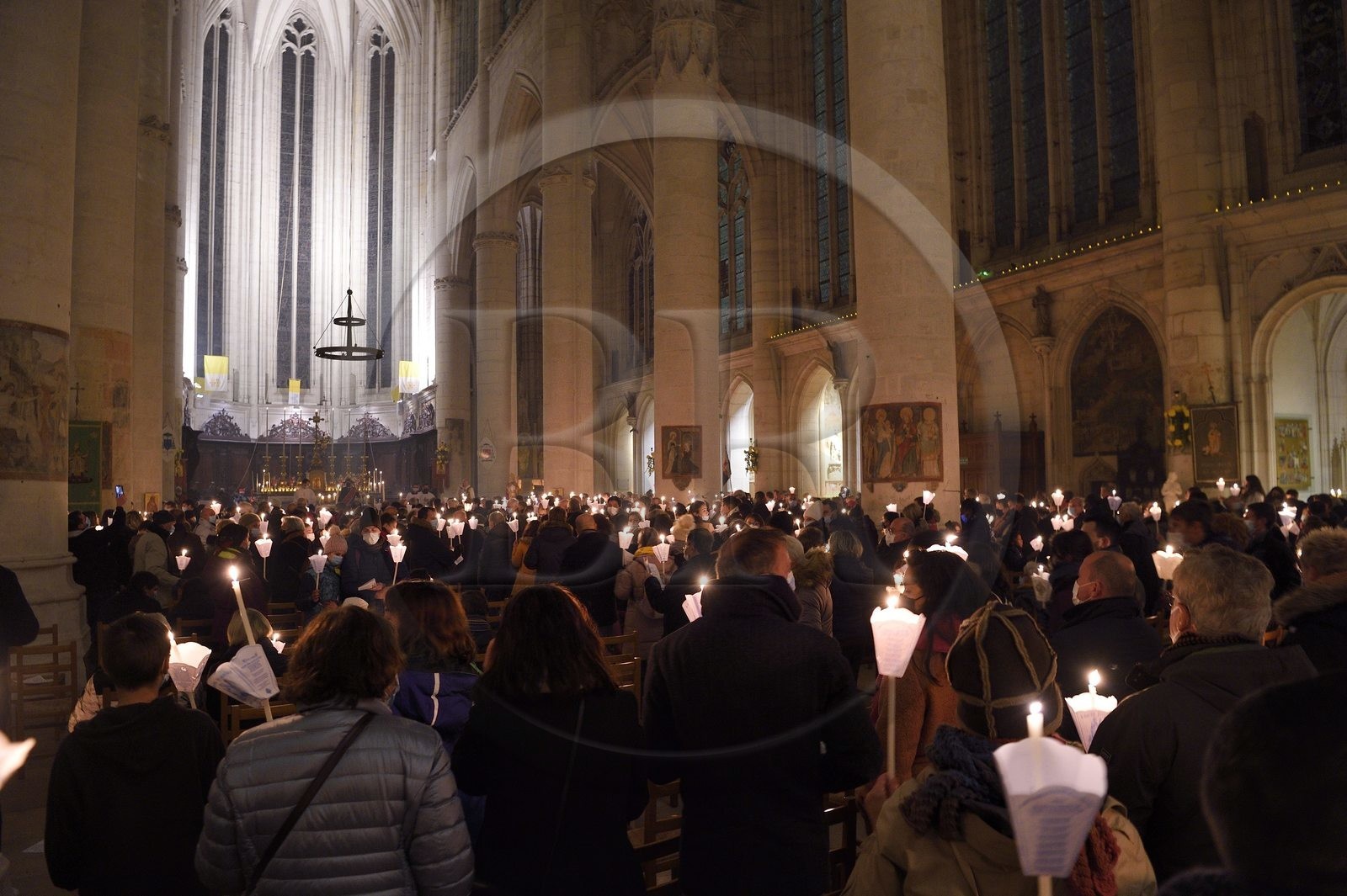 France, Meurthe-et-Moselle (54), Saint-Nicolas-de-Port, basilique de Saint Nicolas, procession aux flambeaux qui est fêtée depuis 1245 à l'occasion de la Saint-Nicolas