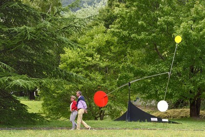 Switzerland, canton of Valais, Martigny, Pierre Gianadda Foundation, Alexander Calder, Stabile-Mobile - Brasília, painted metal and steel axle, 1965