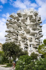 France, Hérault (34), Montpellier, quartier Richter, les rives du Lez, l'immeuble L'Arbre Blanc, réalisé par l'architecte japonais Sou Foujimoto avec les architectes français Nicolas Laisné et Manal Rachdi