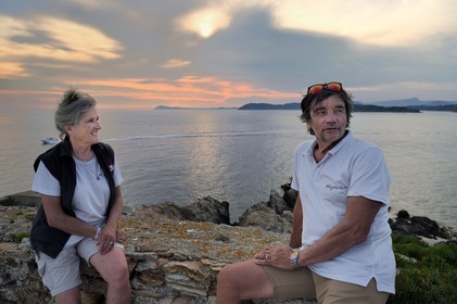 France, Var, Iles d'Hyeres, Parc National de Port Cros (National park of Port Cros), Porquerolles island, Edith and Marc Frilet who rehabilitate the Fort du Petit Langoustier dating from the 17th century as a model of sustainable development