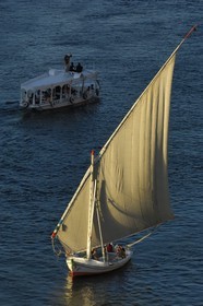 Egypt, Upper Egypt, Nile Valley, Aswan, felucca on Nile River