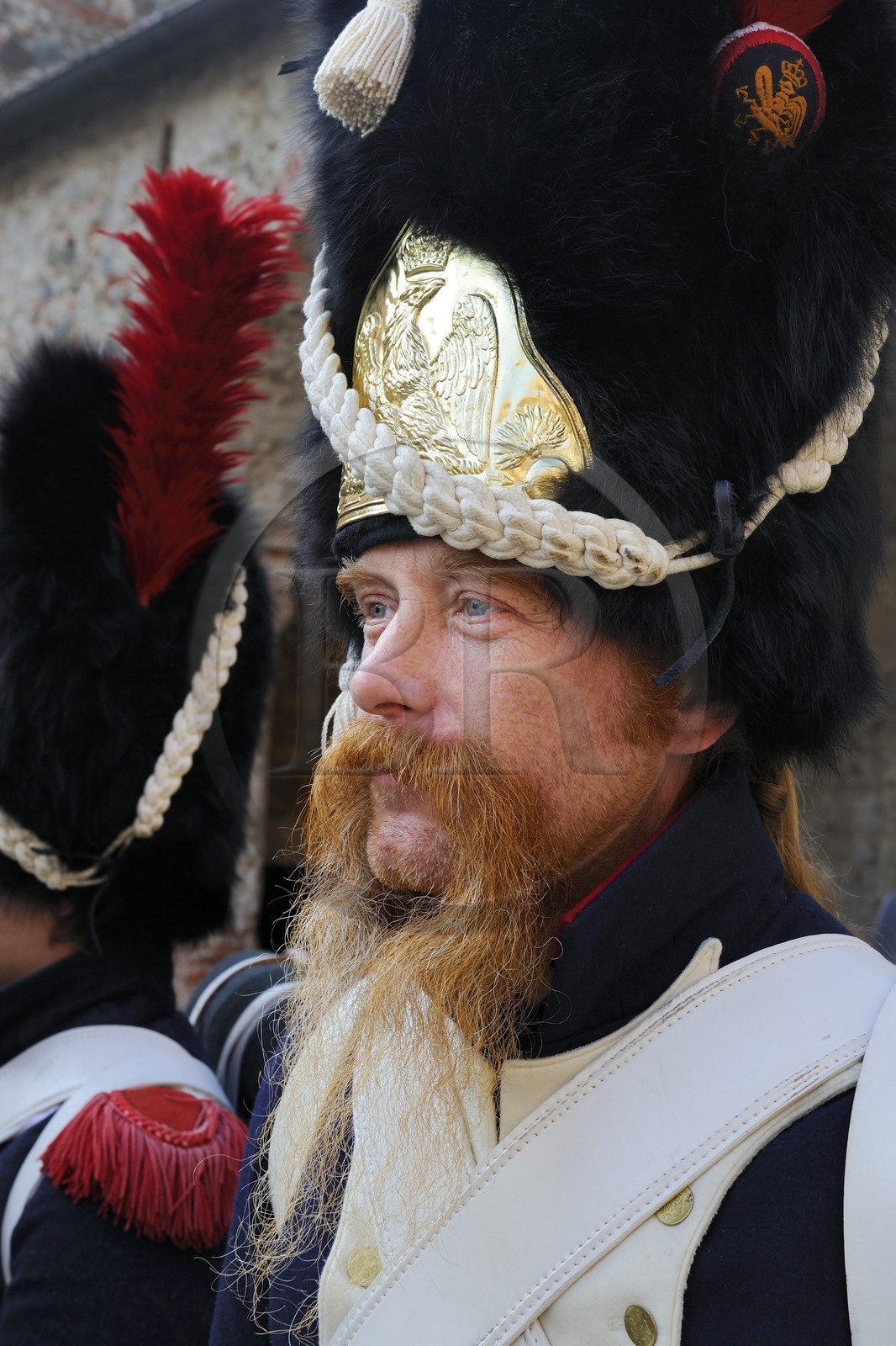 Italie, Ligurie, Sarzana, Napoleon Festival, soldat de la Grande Armée, Grognard du 1er régiment de la Vieille Garde sous l'uniforme des grenadiers