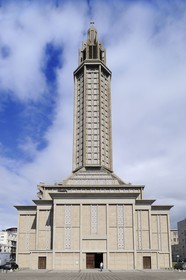 France, Seine Maritime, Le Havre, Downtown rebuilt by Auguste Perret listed as World Heritage by UNESCO, the Lantern tower of Saint Joseph church