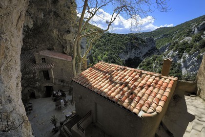France, Pyrenees Orientales, Gorges de Galamus, Saint Antoine of Galamus hermitage