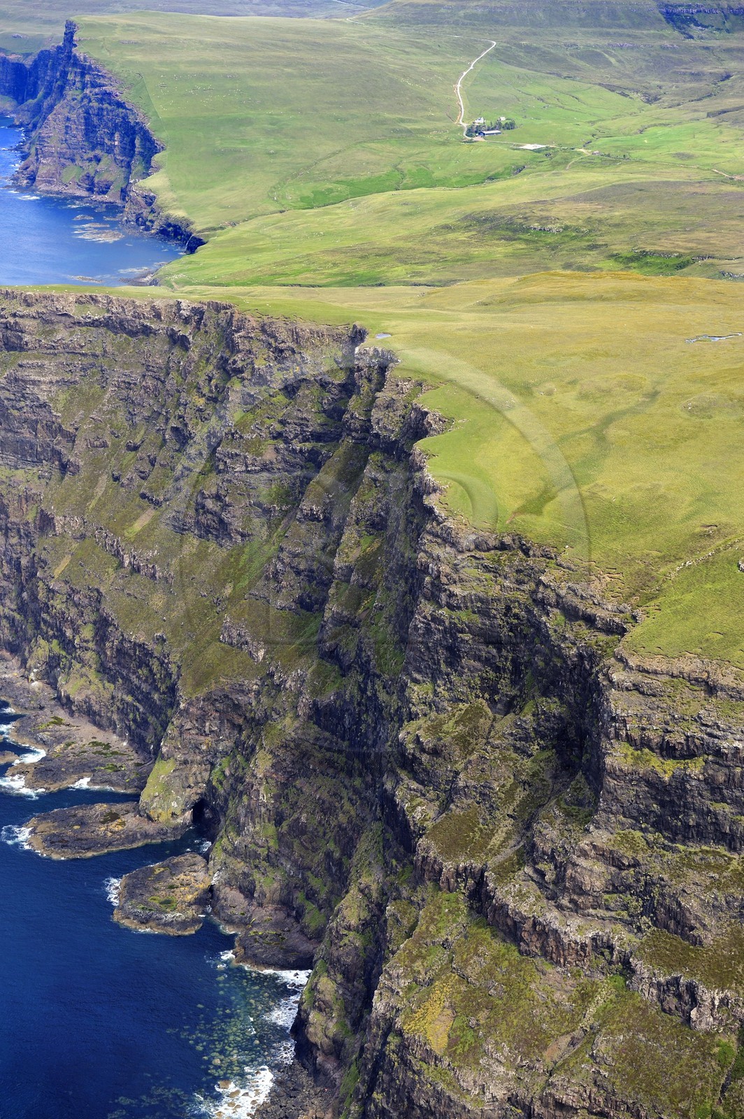 United Kingdom, Scotland, Highland, Inner Hebrides, Isle of Skye, the steep cliffs of the north-west coast south of Ramasaig (aerial view)