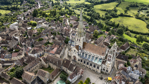France, Saone et Loire, Autun, Saint Lazarus Cathedral (aerial view)