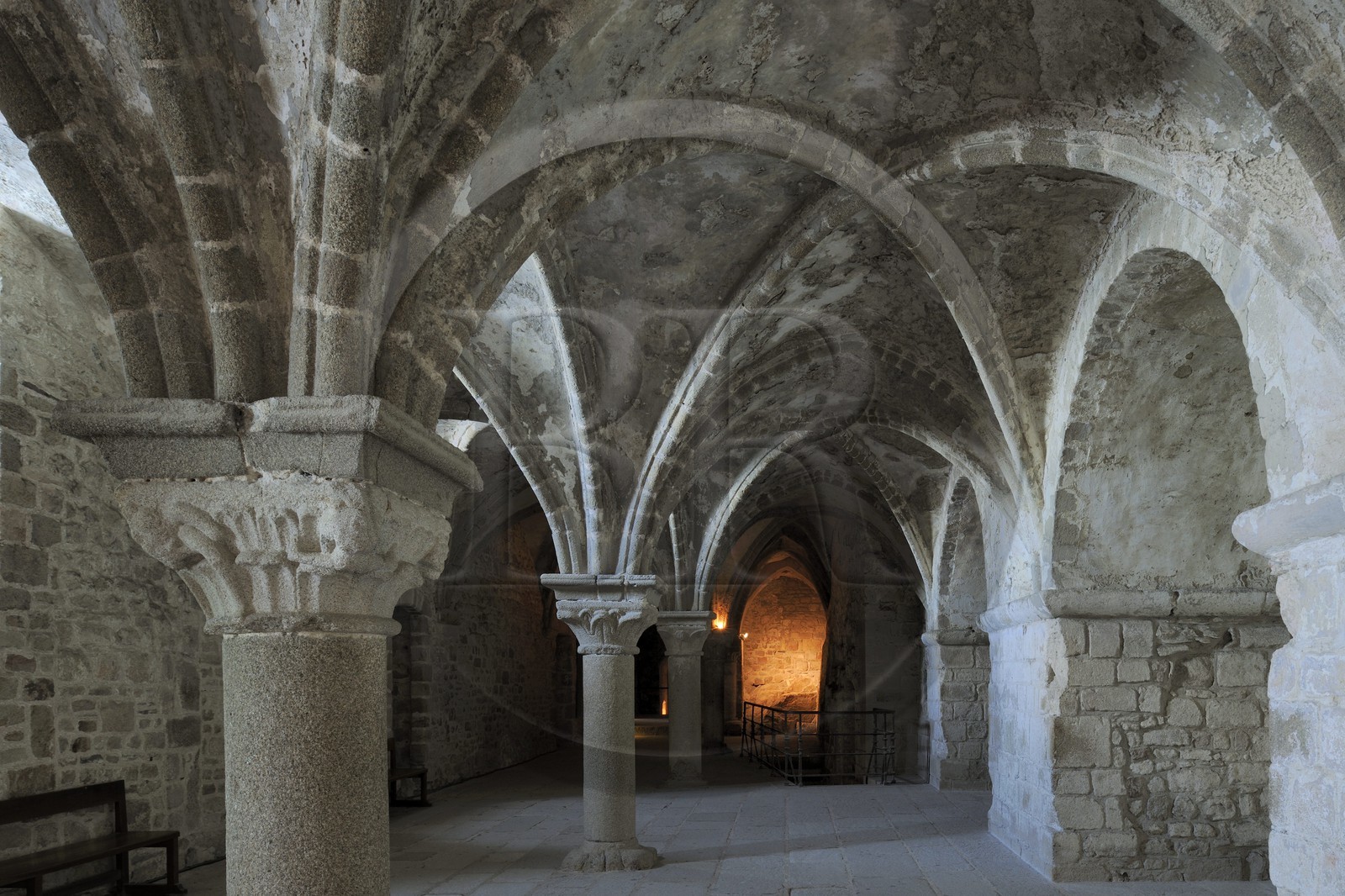 France, Manche (50), l'abbaye du Mont-Saint-Michel, classé Patrimoine Mondial de l'UNESCO, Promenoir des Moines