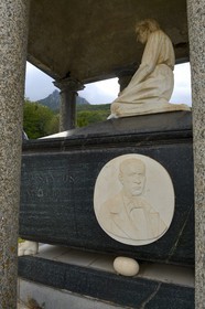 France, Haute Corse, Cap Corse, Sisco Cemetery, grave of Dr. Santos (Toussaint) Gaspari who made his fortune in Venezuela