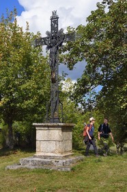 France, Haute Loire, Loire river Valley, Lafarre, hiker with Brice Arnaud, development officer of the departmental hiking committee