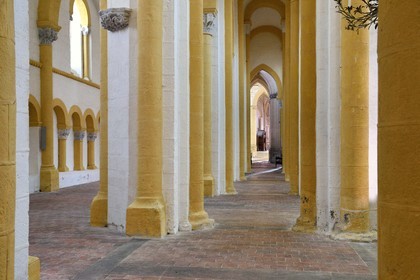 France, Allier (03), former province of Bourbonnais, Souvigny, the cluniac priory church of Saints Peter and Paul (prieuré Saint-Pierre-et-Saint-Paul), ducal necropolis of the Dukes of Bourbon, mixture of Romanesque and Gothic art