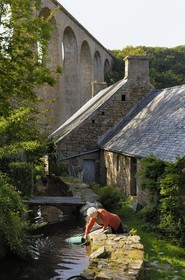 France, Manche, Val de Saire, vallee des Moulins (Windmills Valley), Tuvac viaduct