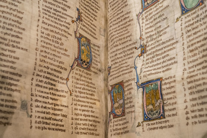 France, Paris (75), Bibliothèque Nationale de France (National Library of France), Richelieu site, Fables in a collection of old French poems, illuminated manuscript on parchment between 1285 and 1292 (detail), Marie de France