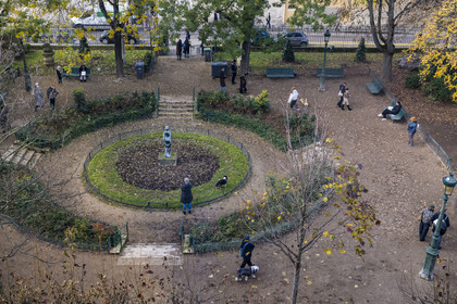 France, Paris, Marais district, Georges-Cain square on rue Payenne on the edge of the Carnavalet Museum
