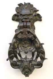 France, Manche, Cotentin, Granville, the Haute Ville (Upper town), hotel door knocker of the Admiralty at 76 Notre Dame street