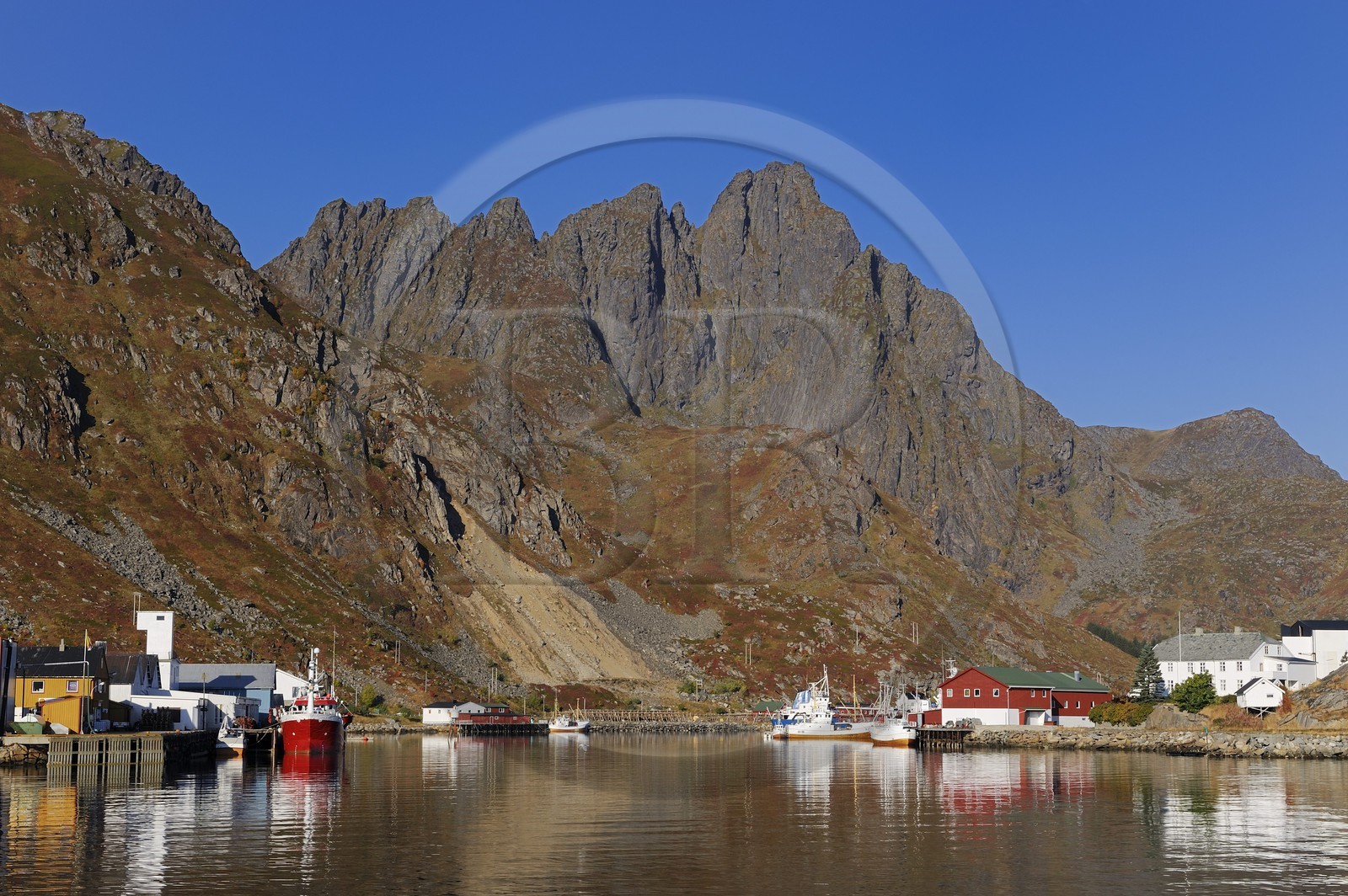 Norvège, Nordland, Iles Lofoten, port de pêche de Ballstad dans l'île de Vestvagoy