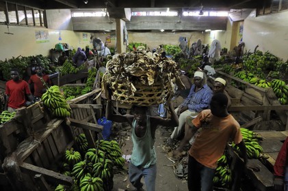 Tanzania, Dar es-Salaam, the Kariakoo central market, the banana hall in the lower floor
