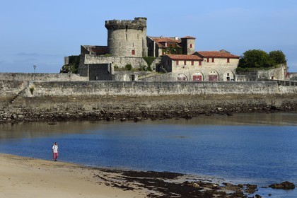 France, Pyrenees Atlantiques, Basque Country coast, Ciboure, the beach and the fort of Socoa built under Louis XIII reworked by Vauban in the bay of Saint-Jean-de-Luz