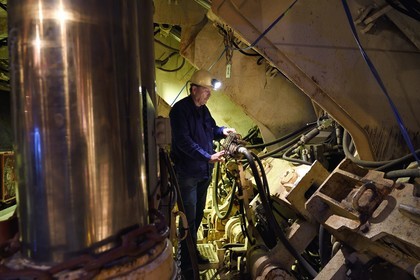 France, Moselle, Petite Rosselle, carreau Wendel museum, bottom of the mine reconstruction, operating sites in flat mining veins (less than 20° incline), shield pillar of powered roof supports