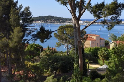 France, Var, the Rade (Roadstead) of Toulon, La Seyne sur Mer, district of Tamaris and the peninsula of Saint mandrier in the background
