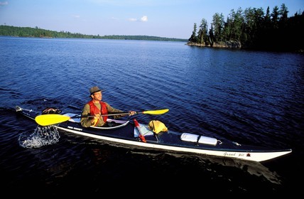 Canada, Quebec, La Verendrye Wildlife Reserve, sea kayak on the lake Victoria