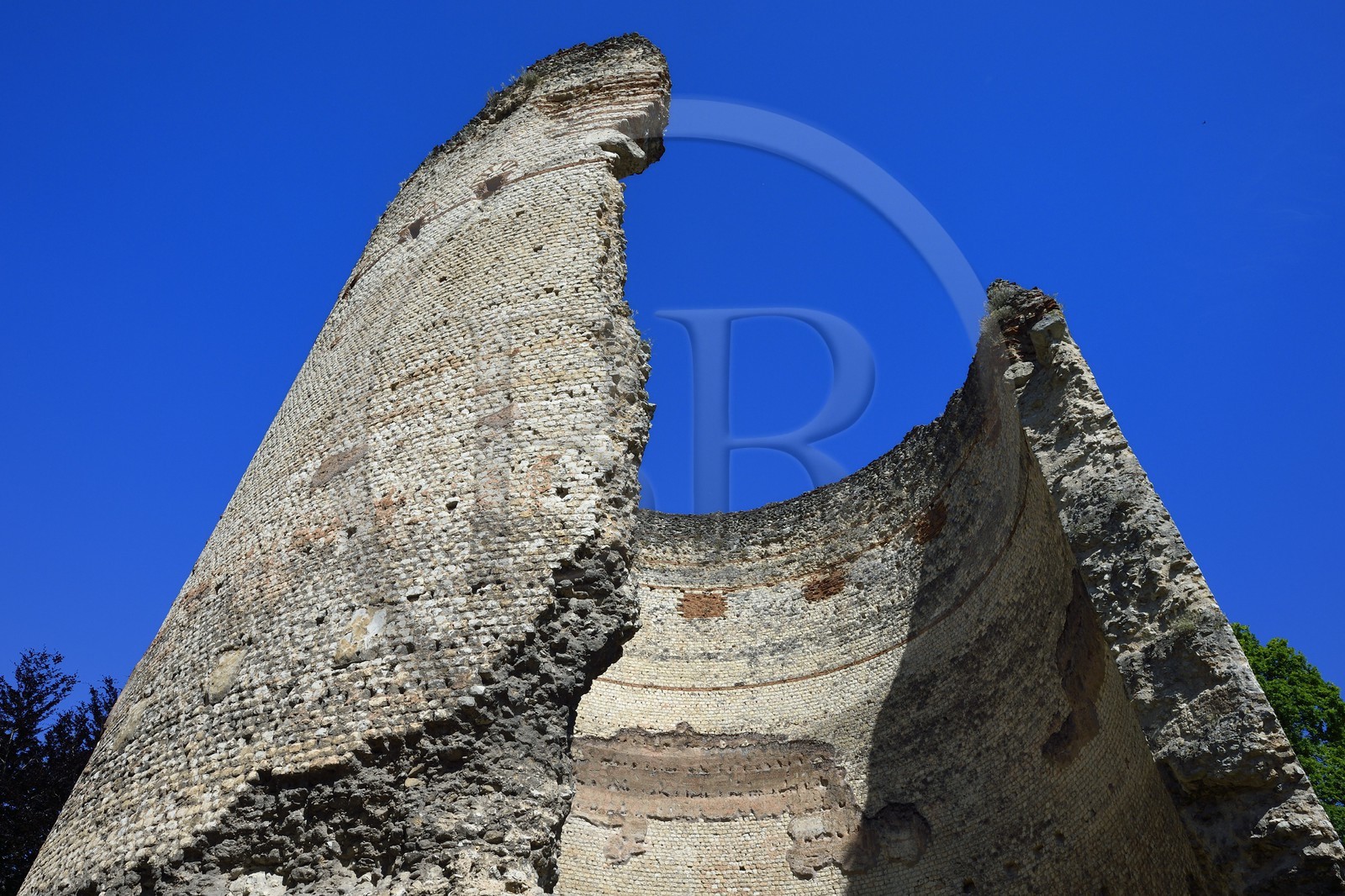 France, Dordogne, White Perigord, Perigueux, district of La Cité or also of Vesone, Roman ruin of the Vesone tower (Vesunna)