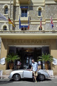 France, Alpes-Maritimes, Antibes,  Juan-les-Pins, collection convertible Porsche Speedster 356 in front of the Belle Rives hotel