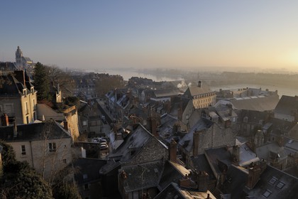 France, Loir et Cher, Blois, old city along the Loire river banks from the Gaston d'Orleans observatory at the Chateau de Blois