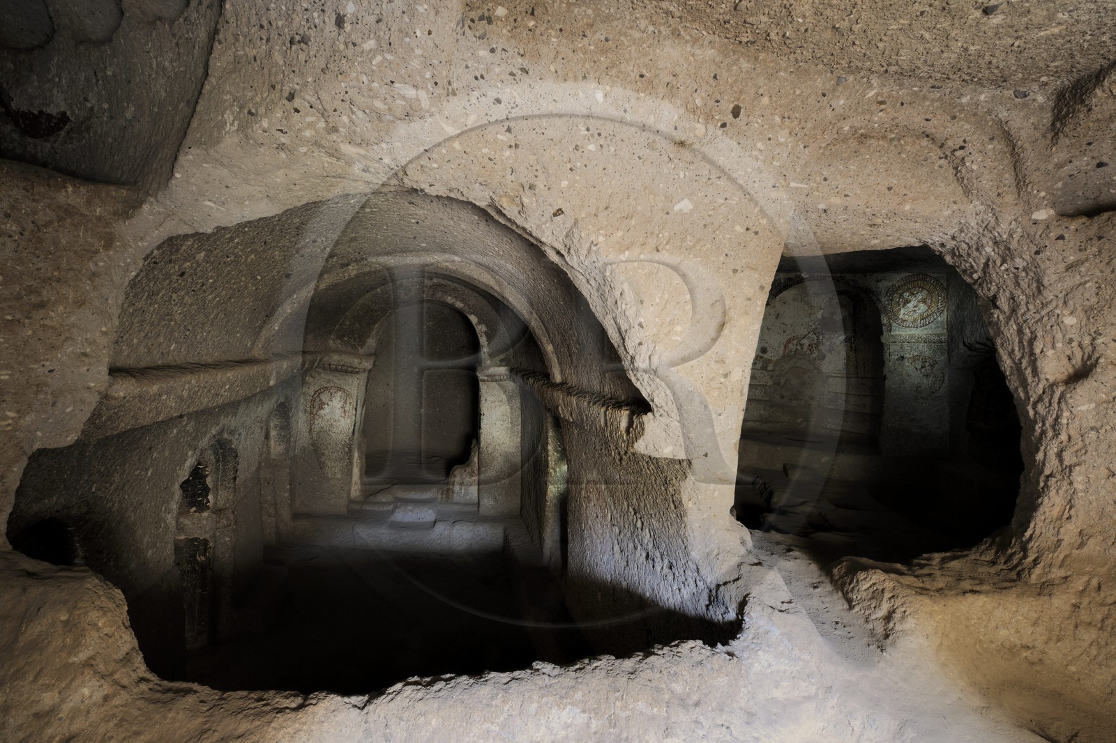 Turquie, Anatolie Centrale, province de Kayseri, Cappadoce classée Patrimoine Mondial de l'UNESCO, vallée de Soganli, église de la Tête Noire (Karabas Kilise) troglodytique