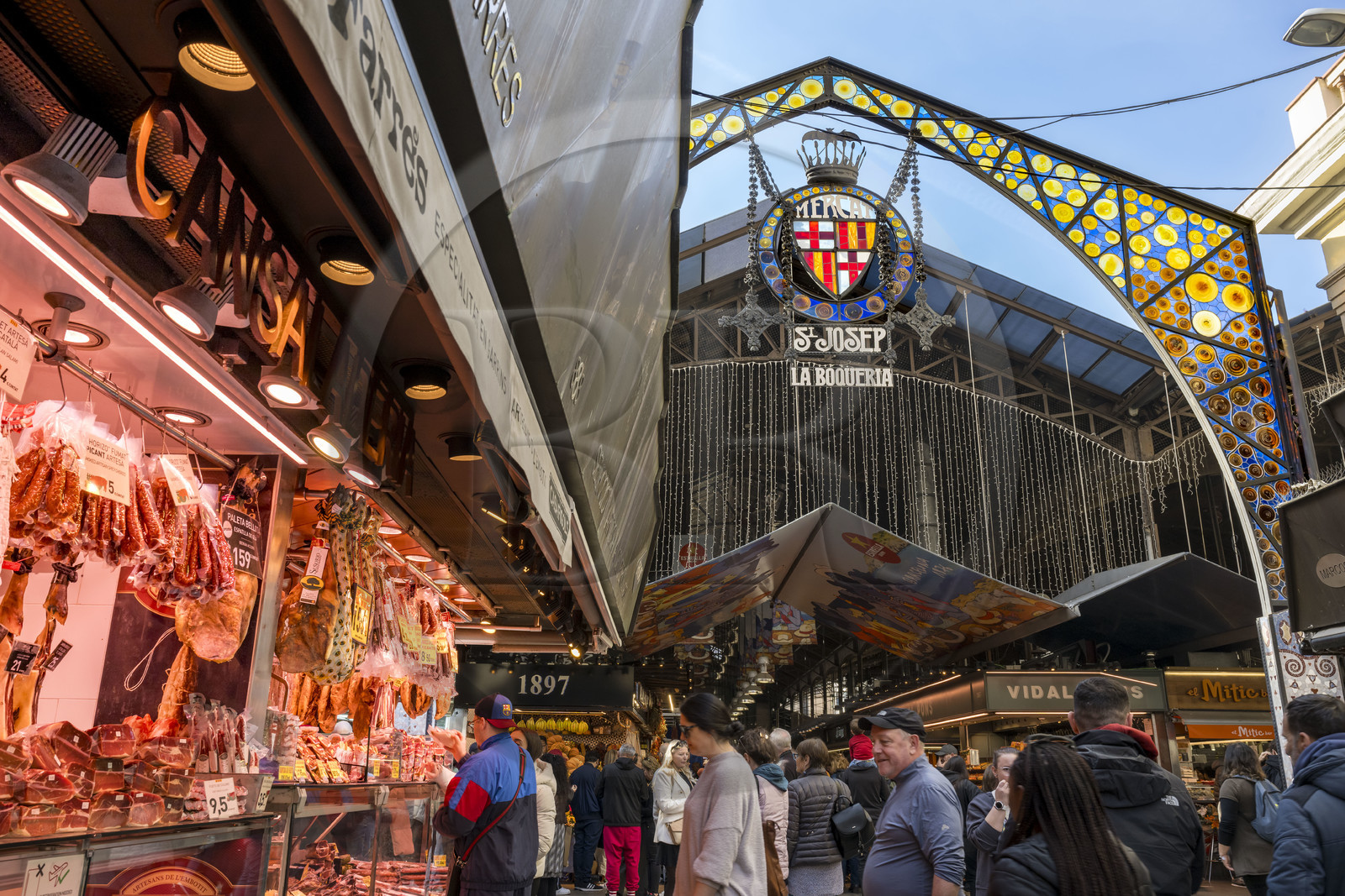 Espagne, Catalogne, Barcelone, Las Ramblas, l'entrée du marché de la Boqueria