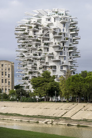 France, Hérault (34), Montpellier, quartier Richter, les rives du Lez, l'immeuble L'Arbre Blanc, réalisé par l'architecte japonais Sou Foujimoto avec les architectes français Nicolas Laisné et Manal Rachdi