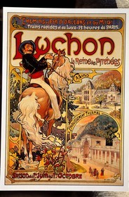 France, Haute Garonne, old poster for Bagneres de Luchon's promotion by railway company
