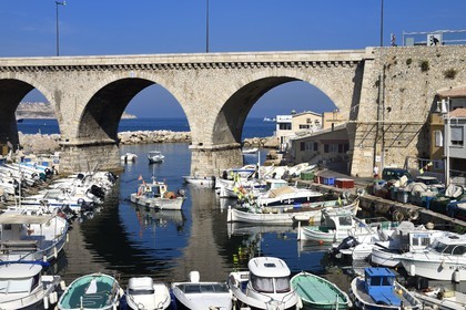 France, Bouches-du-Rhône (13), Marseille, quartier d'Endoume, le Vallon des Auffes, retour de pêche