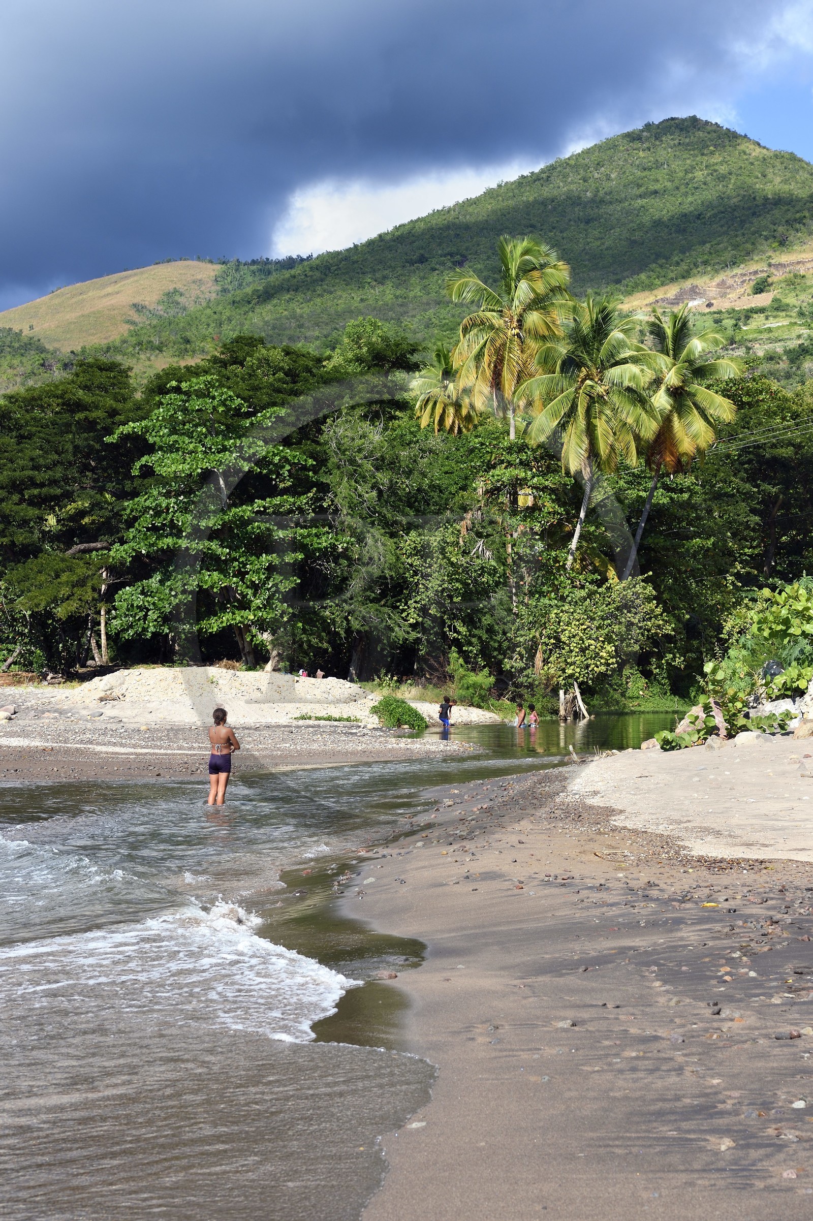 Caraïbes, Ile de la Dominique, Coulibistrie, Batalie Beach et estuaire de la rivière Coulibistrie