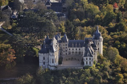 France, Loir et Cher, Loire Valley, listed as World Heritage by UNESCO, Chaumont sur Loire, the castle (aerial view)